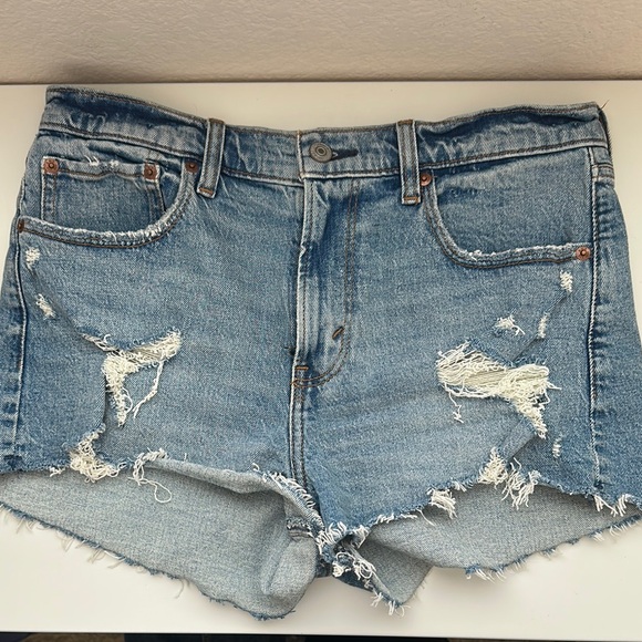 Abercrombie & Fitch Pants - Abercrombie & Fitch Light Blue Distressed Jean Shorts
